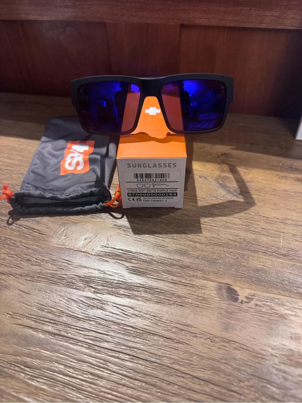 Cyrus Black Frame Sunglasses with Purple Mirrored Lenses